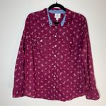 st. john's bay St. John’s Bay | Burgundy Paisley Print Button Down Top | PXL Photo 0