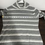 Banana Republic  Turtle Neck Long Sleeve Shirt Grey and White Striped Size Small Photo 7