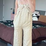 COS New  linen blend oversized beige overalls jumpsuit Photo 0