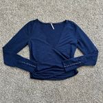 Free People dark blue long sleeve wrap crop top size M Photo 4