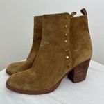 Nine West  Freeport Western Suede Leather Ankle Booties Size 8 Camel Tan Studded Photo 2