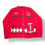 90s Ohio State Buckeyes Collegiate Football Button Knit Cardigan Sweater Medium Red Photo 1
