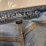 American Eagle Stretch Mom Jean Blue size 4 Long semi distressed look Photo 5