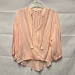 Lou & grey for LOFT Womens Top Medium Cotton Tasseled Puff Sleeve Crossover Boho Photo 1