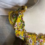 Jennifer And Grace Yellow Ruffle Sleeves Floral Smocked Peplum Top Size Large Yellow Photo 1