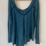 Free People Y2K Whimsigoth Embroidered Lace Teal Long Sleeve XS/S Gently Used Photo 4