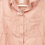 Peach Love California NWOT Peach Love Womens Boho Gauzy Cotton Raw Hem Long Sleeve Button Up Shirt S Photo 6