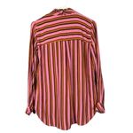 ZARA  Pink Striped High Low Hem Long Sleeve V-Neck Casual Blouse Women Sz S Photo 1