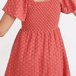 Madewell  Eyelet Lucie Flutter Sleeves Smocked Mini Dress Americana Red Womens XL Photo 1