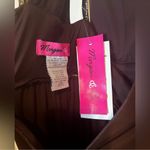 Elegant Brown Evening Gown Sleeveless Gold Bead Details Size Small Photo 2