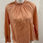 J.Crew Terracotta Peachy 100% Cotton Long Sleeve Blouse Size XS Preppy Peasant Photo 0