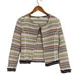 ZARA Long Sleeve Jacquard Striped Crop Jacket Embroidered Detail XS Neutral Photo 1