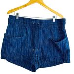 Athleta Blue Cabo Linen Textured Shorts Pull on with Pockets 16 Photo 0