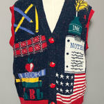 VINTAGE Sweater Loft Medium Teacher School Vest Red Photo 0