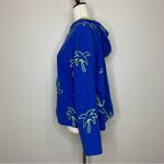 Erin London Linen Blend Vintage Blue Palm Trees Zip Up Hoodie Jacket Photo 4