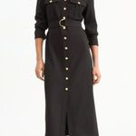 Veronica Beard NWT  Jaden Shirtdress Size 6 Black with Gold Button Detail Photo 0