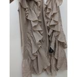 H&M  Women's Vest Open Front Boho Cascade Ruffle Beige Lightweight Size Small Photo 3