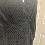 Something Navy  Black Jacquard Wrap Top‎ XS Polka Dot Long Sleeve Peplum Blouse Photo 2