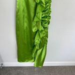 Let Me Be. Sleeveless Green Satin Ruched Dress Size XSP    Photo 5