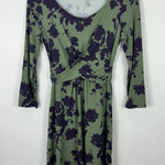 Boden Dress 4R Green Purple Floral Twist Front Fit Flare Romantic Dark Feminine Size 4 Photo 0