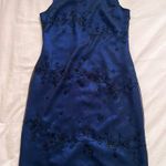 Amanda Smith  Dark Blue Whimsigoth Beaded Floral Mini Dress Photo 0