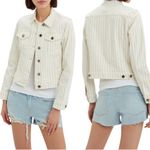 frame denim FRAME Le Vintage Courtyard Striped Cropped Denim Jacket Size M Photo 1