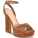 Veronica Beard  Women's Fletcher Suede Platform Strappy Heels in Brown Size 9 Photo 0