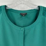 Talbots  Green Long Sleeve Lace Panel Round Neck Button Front Tunic Top Size 3XP Photo 2