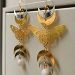 Vintage Bohemian Butterfly Half Moon Silver Gold Drop Earrings Photo 0