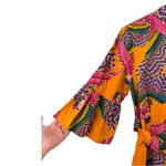 Farm Rio Farm‎ Rio Large Macaw Print Poplin Belted Mini Dress Orange Mutli Boho Colorful Photo 5