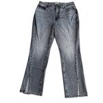 Good American Size 10/30 Curvy Twist Straight Leg Jeans Washed Black Split Hem Photo 2