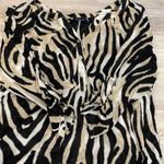 Westbound Black Tan White Animal Print 3/4 Cuff/Button Sleeve Blouse**Flaw** PM Photo 6