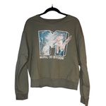 264. Army Green MTV Crew Neck Sweatshirt | Size XL | Retro Logo Pullover Photo 1