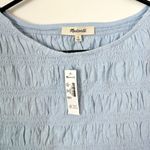 Madewell NWT Light Blue Smocked Cotton Linen Blend Boatneck Tank - Size: Small Photo 1