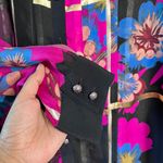 Etro Sheer Floral Blouse Black Pink Gold Long Sleeve Size 48 Made‎ in Italy Photo 4