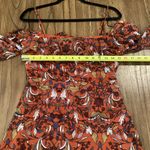 Lumiere Cold Shoulder Long Sleeve Floral paisley Orange Mini Dress Small NWT Photo 6