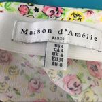Maison d’Amelie Floral Maxi Skirt Size 4 White Small Flower Print Pink Photo 4