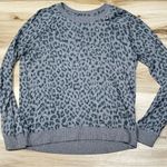 Lucky Brand  Cheetah Print Grey Knit Sweater Women’s Medium Photo 1