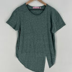 Regna X Green Slub Knit‎ Asymmetrical Hem Short Sleeve Tee Size L Photo 0