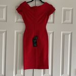 Herve Leger Women’s Lipstick Red Carmen Gauze Fitted Cocktail Dress Size XS Photo 4