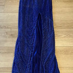 Mac Duggal  Blue Sequin Beaded Sheath V-Neck Sleeveless Prom Formal Dress Photo 0