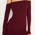 Good American NWT  STRETCH RIB KNIT SHOULDER MINI DRESS OXBLOOD Size Large Photo 0