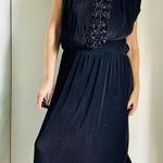 Virginie Paris Floral Micropleated Dress Black Made in France Statement SZ L Size L Photo 0