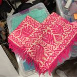 Vintage 50’s? Yarn canvas poncho boho festival gypsy pink party glam handmade Photo 4