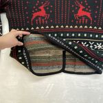 Vintage Crystal Kobe Cardigan Womens XL Black Red Sweater Christmas Reindeer Photo 6