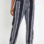 The Ragged Priest Vertical Frayed Black & Gray High Waisted Mom Jeans Size 26 Photo 0