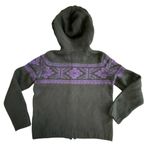 Ralph Lauren Wool Nordic Hooded Sweater Size Medium Rabbit Hair Black Purple Zip Photo 3