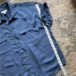 J. Jill Flowy Blue Relaxed Shoulder Short Sleeve Button Down Blouse Shirt S Size undefined Photo 3