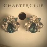 Charter Club NWT Stunning Blue and Translucent Crystal Stone Stud Earrings Photo 0
