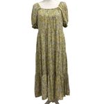 J.Crew  Factory Yellow Floral Puff Sleeve Tiered Midi Dress Preppy French Country Photo 2
